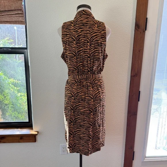 Anthropologie Maeve Tiger Print Cotton Shirt Dress size 14 - Picture 12 of 14